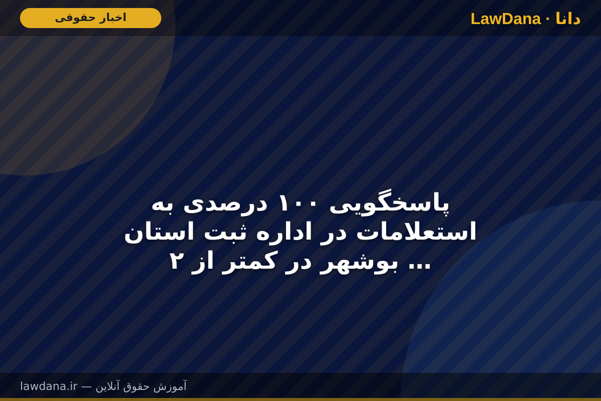 پاسخگویی ۱۰۰ درصدی به استعلامات در اداره  ثبت استان بوشهر در کمتر از ۲ روز