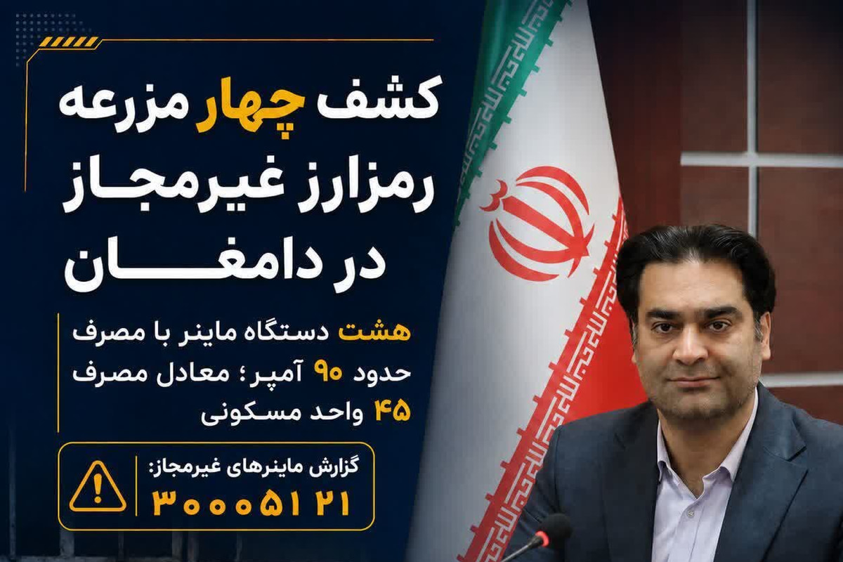 کشف چهار مزرعه رمزارز غیرمجاز در استان سمنان